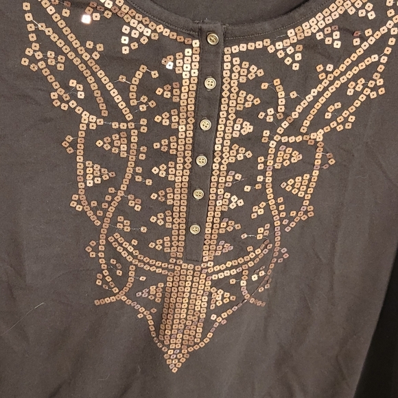 DG2 Diane Gillman Brown Sequin Bodice 1X Top - Picture 3 of 6